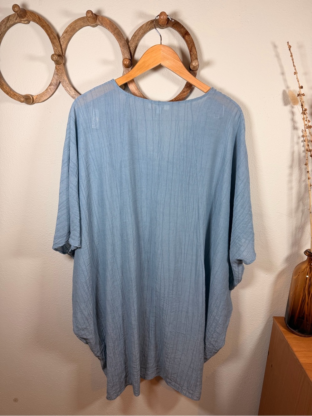 Umgee USA 1XL Blue Gauze Boho Tunic Top Oversized Flowy Plus Size - Picture 3 of 4